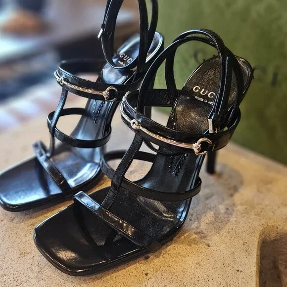 Gucci Regent Strap Detailed Sandal 771563 CLG00 - 1000 Black Leather Size 36+ - Picture 4 of 11